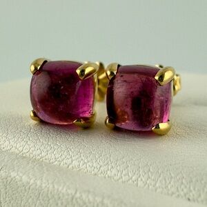 RARE Tiffany & Co Rubellite Sugar Stack Earrings 18k Yellow Gold Paloma Picasso